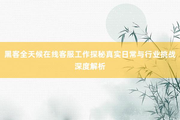 黑客全天候在线客服工作探秘真实日常与行业挑战深度解析